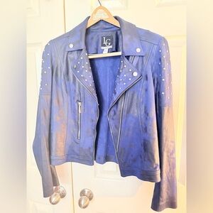 LG Women's Vibrant Blue Faux Leather Jacket